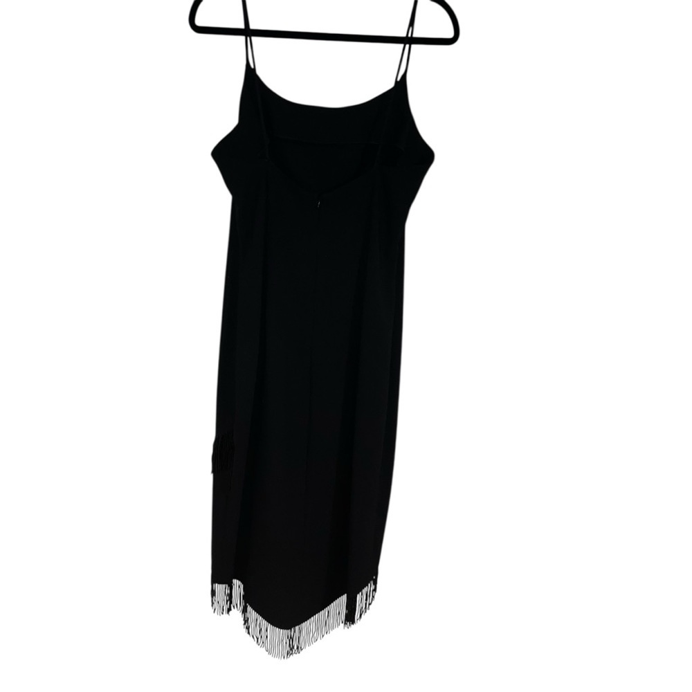 Vintage 80s 90s y2k En Francais Long Black Formal dress beaded fringe 12 euc - Picture 4 of 7
